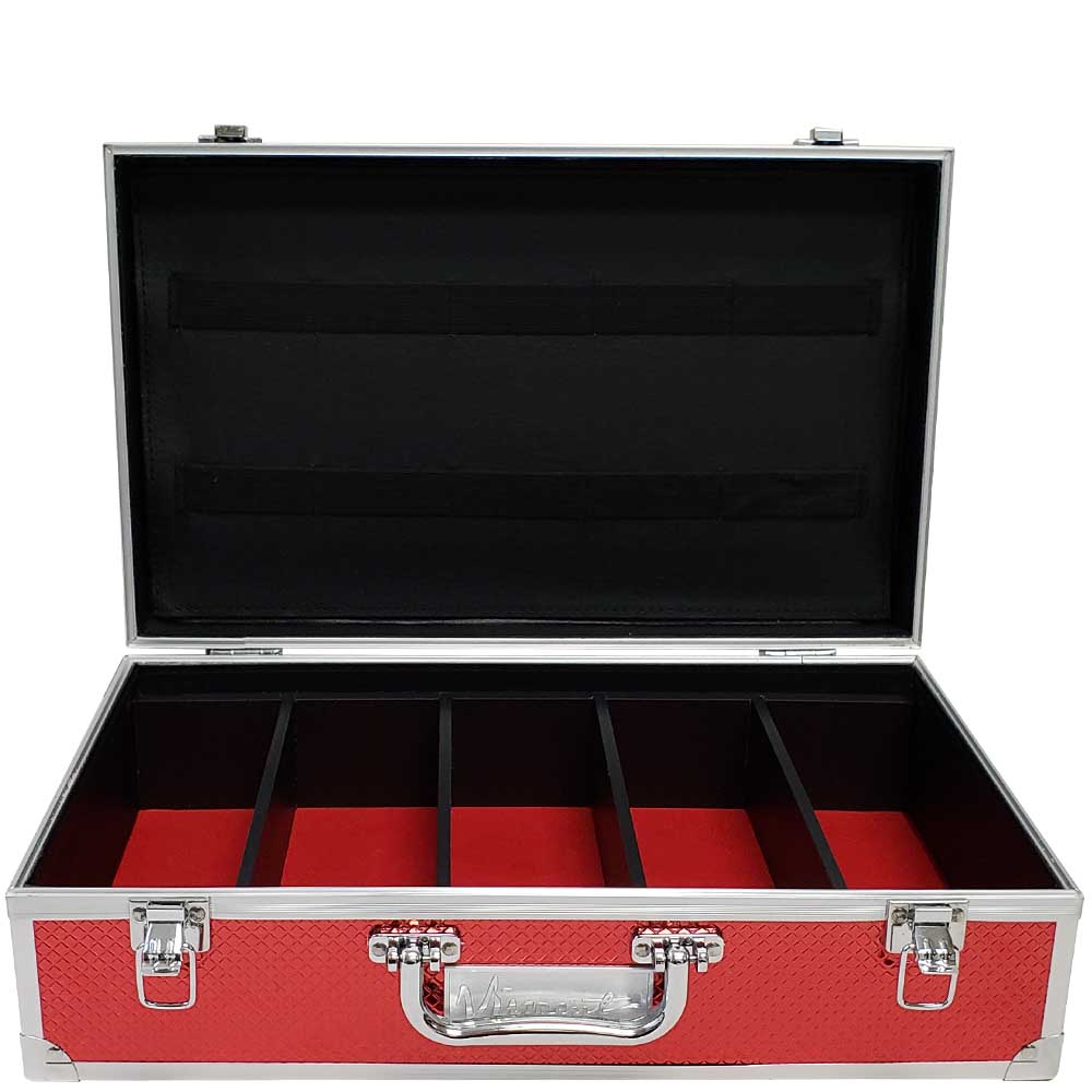 Sewicob Vincent MasterCase Junior open hard briefcase showing compartments and red-lined interior for barber tools