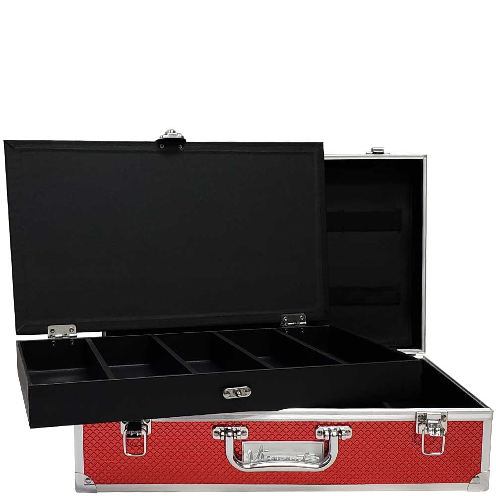 Sewicob Vincent MasterCase Junior open hard briefcase with removable tray and red patterned exterior for barber tools
