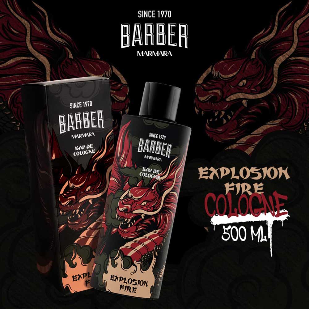 MARMARA BARBER EAU DE COLOGNE EXPLOSIVE FIRE - 16.9 OZ After Shave MARMARA for sacramento, california, barbers, hair stylist, cosmetologist, beauty industry