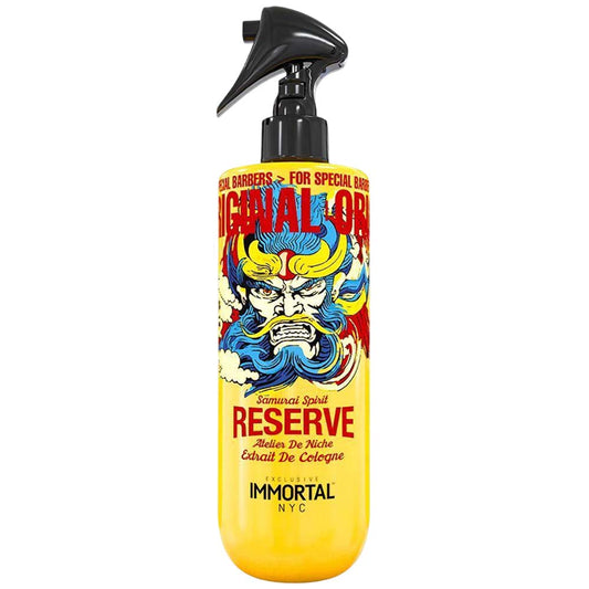 Bottle of Immortal NYC Samurai Spirit Reserve with colorful label on a white background