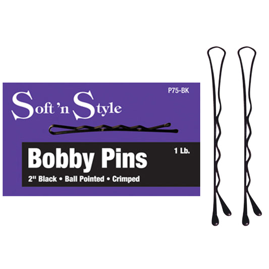 SOFT 'N STYLE 2" BOBBY PINS - BLACK 1 LB