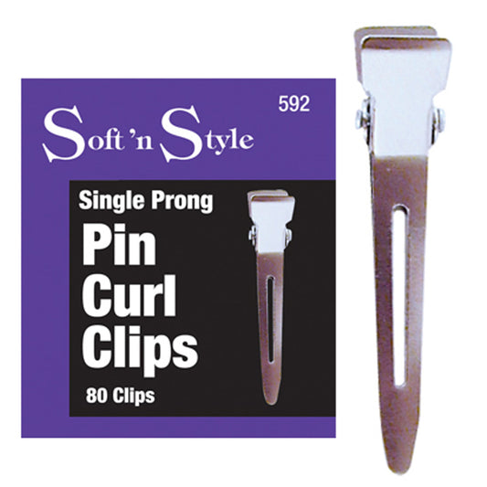 SOFT 'N STYLE SINGLE PRONG PIN CURL CLIPS - 80 PCS