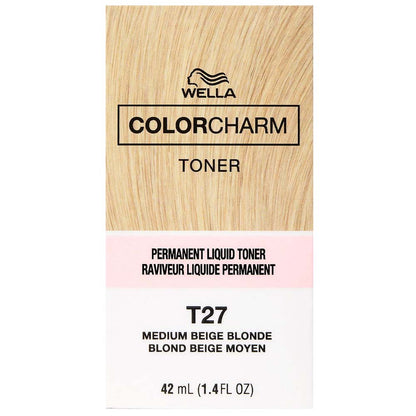 WELLA COLOR CHARM PERMANENT LIQUID HAIR COLOR - TONER T27 MEDIUM BEIGE BLONDE