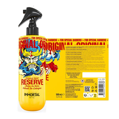 Bottle of Immortal NYC Samurai Spell Reserve with colorful label on a white background